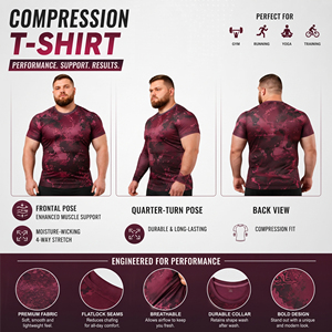 Printed <b>Compression</b> T-<b>Shirt</b> <b>Men</b> Plus Size Gym Fitness Rash Guard Tee <b>Men</b> Yoga Rash Guard Spandex Polyester Base Layer <b>Shirt</b> - Product Image 3