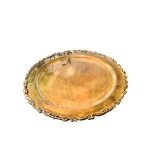 Antique Brass Charger <b>Plate</b> With Ornate Embossed Rim Handcrafted Metal Serving Tray For Wedding Hotel And Fine Dining Restaurant - Product Image 1