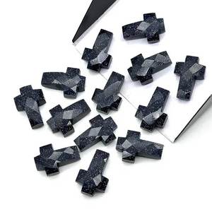 Piedra de Sol Negra en Forma de Cruz de 15x10mm, Gema Tallada Suelta, Piedra de Sol Natural para Joyería, Proveedor Mayorista de Gemas - Product Image 6