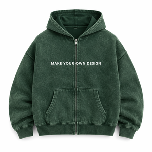 Sweat à capuche zippé surdimensionné personnalisé en molleton de coton épais avec impression en relief et broderie, style streetwear, fabricant OEM ODM marque privée - Product Image 6