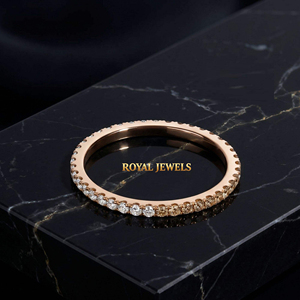 Anillo de Diamantes Color Oro Rosa, Banda de Eternidad con Piedras Mixtas, Joyería de Boda para Mujer - Product Image 2