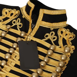 Men's <b>Black</b> <b>Wool</b> Hussar Jacket With Gold Embroidery And Faux Fur Collar Formal Winter <b>Coat</b> For Uniforms - Product Image 4
