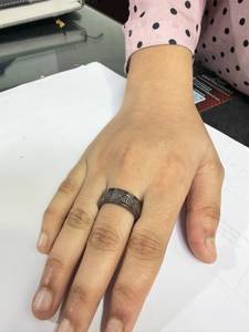 Anillo Abierto Ajustable de Cobre Puro Vintage con Grabado de Ondas y Espirales, Superficie con Borde Perlas en Relieve - Product Image 5
