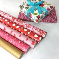 Papier d'emballage cadeau en pâte de bois vierge, double face, imprimé avec logo personnalisé, vente en gros