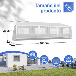 Pergola a 5 Lati in Ferro con Tessuto PE e Tubi a Spirale 3x9m per Tende da Matrimonio e Feste - Product Image 6