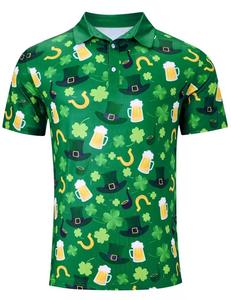 Polo de golf pour homme de haute qualité avec imprimé palmier, manches courtes, tricoté en polyester, confortable, respirant et à séchage rapide - Product Image 2