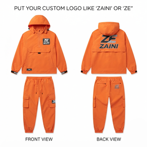 ZAINI ZI-176 Survêtement décontracté d'hiver pour homme, coupe-vent, 145 GSM, polyester Taslan premium, bleu, respirant, à capuche, logo personnalisé sur le devant - Product Image 1
