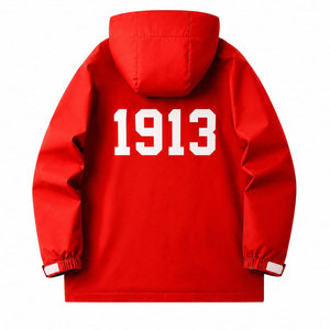 Delta | Sigma | Theta Sorority Premium <b>Red</b> Windbreaker Hooded <b>Jacket</b> <b>Waterproof</b> Zipper Closure Embroidered Women's Rain <b>jacket</b> - Product Image 3