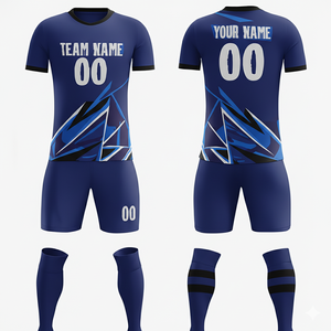 Maillots et shorts de football personnalisés de haute qualité, respirants, pour l'hiver/été, avec logo imprimé sur le devant, séchage rapide, durables, 100% polyester - Product Image 1