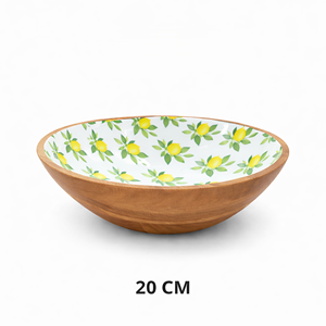 Ensaladera de Madera de Acacia de 20 cm con Interior Esmaltado con Estampado de Limón – Tazón para Servir de Madera Natural de Primera Calidad - Product Image 3