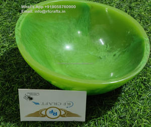 Ensemble de saladiers et de coupes à fruits en résine écologique de qualité supérieure, design moderne, motif vert en spirale, pour les mariages, les fêtes et les entreprises - Product Image 1