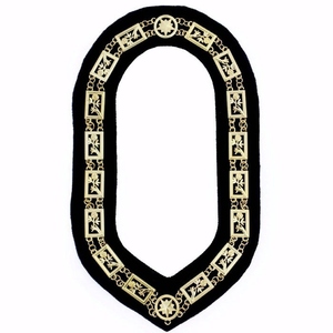 Collier de cérémonie Rite écossais plaqué or sur velours noir, motif rectangulaire brodé, style classique - Product Image 3