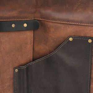 Custom Vintage Dark Brown Genuine Leather Thermal Use <b>Work</b> Wear Top Best Selling High Quality Sleeveless Bib <b>Apron</b> Daily Durable - Product Image 5