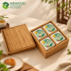Caja de Regalo Premium de Madera para Pasteles Lunares con Compartimentos Personalizados |   Embalaje de Madera Reutilizable y Ecológico - Product Image 4
