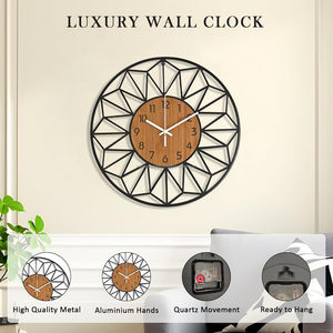 Single Face Needle Display Round Dial Design Quartz Black Iron Metal Hanging Modern <b>Wall</b> Clock <b>Home</b> Office <b>Decorative</b> Wedding - Product Image 3