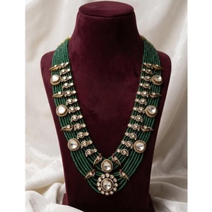 Ensemble collier et boucles d'oreilles vintage plaqué or avec zircon et perles d'imitation pour femmes, bijoux de fiançailles et de mariage - Product Image 1