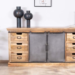 Vandana Crystal Legacy-style <b>sideboard</b> in solid wood and metal Haden - Product Image 3