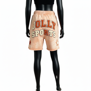 Shorts de Felpa para Mujer con Lavado Ácido, 260 GSM, Tela Suave de Algodón y Poliéster, Estampado Vintage, Logotipo Personalizado - Product Image 2