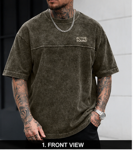 Camiseta de Manga Corta para Hombre Active Squad, Corte Regular, Cuello Alto, Poliéster/Algodón, Felpa, Color Sólido, Transpirable, OEM - Product Image 4