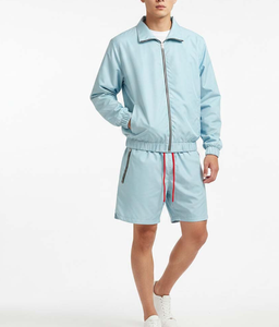Conjunto Deportivo Ligero con Capucha para Hombre, Diseño 2 en 1, Chaqueta con Cremallera de Manga Larga, Pantalones Cortos con Bolsillos Laterales, Transpirable, Deportivo e Informal - Product Image 5
