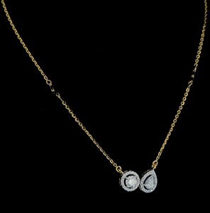 Collar Minimalista con Doble Colgante de Diamantes Cultivados en Laboratorio, en Oro, Corte Redondo y Pera, con Halo, Joyería Fina - Product Image 3