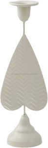 Premium Matte <b>White</b> Heart <b>Candlestick</b> • Luxury Chevron Textured Taper Holder - Product Image 6