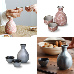 Juego de Sake de Cerámica Estilo Izakaya de Alta Gama Awasaka, Botella con Dos Tazas, Interior Tradicional Negro y Dorado, Reutilizable y Ecológico - Product Image 4