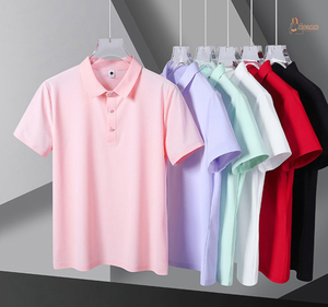 Nouveau style – Chemises décontractées roses à manches courtes pour femmes et hommes – Hauts unisexes en tissu Oxford anti-plis – Vêtements de sport - Product Image 1