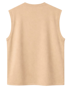 Camiseta sin mangas beige personalizada para hombre, chaleco informal de gimnasio, camiseta de algodón transpirable para verano, ropa deportiva holgada, top de entrenamiento. - Product Image 6