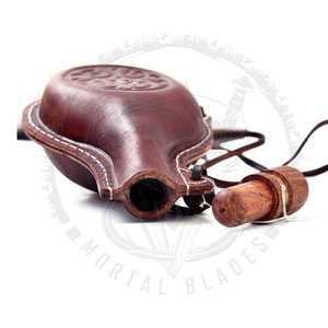 Bouteille d'eau en cuir en forme de goutte d'eau, en cuir de vache véritable, style médiéval, Costrel - Product Image 6