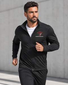 Chaqueta Deportiva Negra con Cierre para Hombre, Corte Regular, Color Sólido, Transpirable, de Poliéster Tejido, Estilo Casual Otoñal, con Logotipo Frontal - Product Image 6