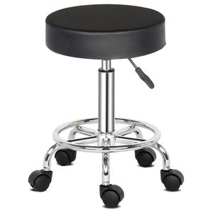 Ha Ha White Bar <b>Stool</b> with Modern Design Round White Metal Frame <b>Adjustable</b> Feet for Kitchen or Bar Use - Product Image 3