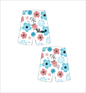 Pantalones Cortos de Baloncesto Blancos Personalizados con Estampado Floral Azul y Rosa, Ligeros, Transpirables, de Malla, Estilo Deportivo Urbano - Product Image 1