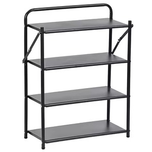 Grey Color Stainless Steel 4 Tier Shoe Rack Modern Minimalist Design Space Saving Freestanding Home Furniture Organizer - Product Image 2