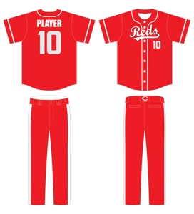 Ensemble uniforme de baseball des Reds pour hommes, maillot et pantalon rouges, numéro imprimé, manches courtes, coupe classique - Product Image 1