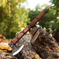 Burraq Hache de fendage industrielle personnalisée 23,5 pouces en acier au carbone, type Tomahawk, avec manche en bois de rose et étui en cuir, pour le camping, la chasse, le bricolage, cadeau pour papa