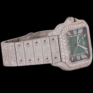 Reloj de Lujo para Hombre con Esfera Verde, Estilo Hip Hop, con Diamantes Moissanite, Caja Cuadrada, Cristal de Cuarzo, Regalo de Boda, Marca Exclusiva - Product Image 4