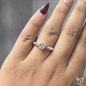Diamante Cultivado en Laboratorio de Corte Asscher de 0.50 Quilates, Certificado por IGI, con Tallo Puntiagudo, Solitario, Oro Blanco de 10K, Estilo Vintage, para Compromiso o Boda - Product Image 4