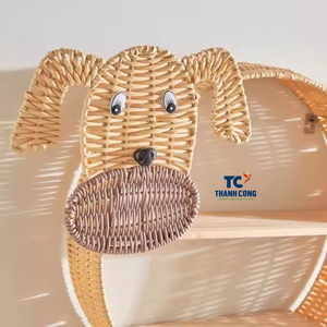 Lindo estante de ratán para colgar en la pared con forma de perro, le da un toque de fantasía al baño de su hijo - Product Image 2