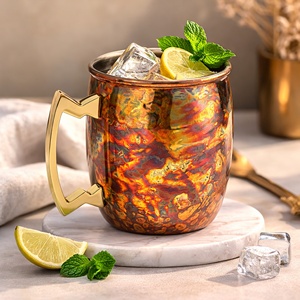 Mug Moscow Mule 500ml en acier inoxydable avec poignée |   Design martelé durable pour bière, vin et boissons glacées - Product Image 1