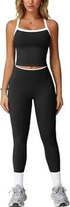 Women Premium Gym <b>Leggings</b> High Rise Tummy <b>Control</b> Longline Sports Bra High Support Stretch Athletic Fitness Activewear Set - Product Image 3