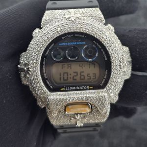 Pass Diamond <b>Tester</b> Quartz Digital Moissanite DW6900 Watch Case <b>Gold</b> Plated VVS Diamond Iced Bezel Luxury Jewelry Parts Kids - Product Image 1