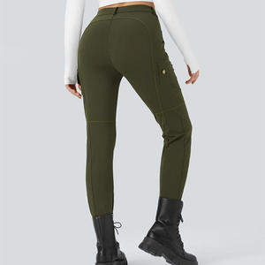Leggings Deportivos Personalizados al por Mayor con Estampado por Transferencia Térmica, con Bolsillos, Cintura Elástica de Spandex/Nylon, Color Sólido para Mujer - Product Image 2