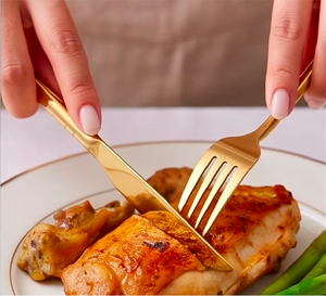 Designer Handles Gold Plated Stainless Steel Flatware Set Of 4 Fork Spoon Knife Top Quality Dishwasher Safe Usable Products - Product Image 6