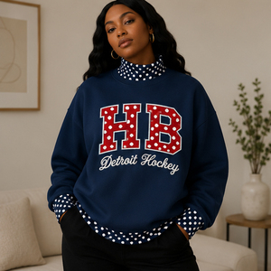 Vêtements d'équipe sportive personnalisés, sweat-shirt beige à pois, col montant, streetwear décontracté pour femmes - Product Image 5