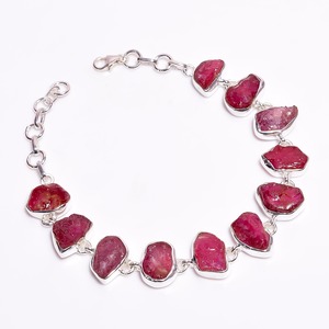 Women's 925 Sterling Silver <b>Ruby</b> <b>Bracelet</b> Bezel Set Chain Link Classic Style Everyday Wear women Jewelry wholesaler supplier USA - Product Image 1