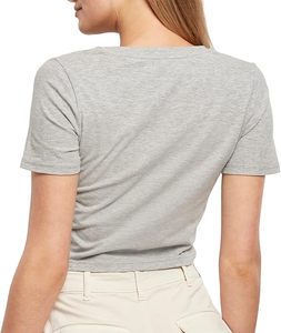 T-shirt court décontracté pour femme en mélange de coton doux, col rond, manches courtes, élégant, confortable, respirant, pour tous les jours - Product Image 4