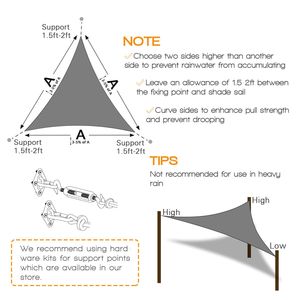 Voile d'ombrage triangulaire de 12 pieds pour jardins et patios extérieurs (HDPE gris foncé) - Product Image 2