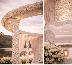 Mandap sculpté de luxe avec piliers classiques pour les mariages indiens en destination - Product Image 2