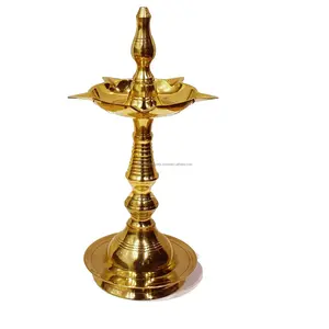 Standing Brass Metal Kerala Diwali Deepak for Puja Traditional Pooja Deepam Diya Oil Lamp Dia Deepawali Indian Gift